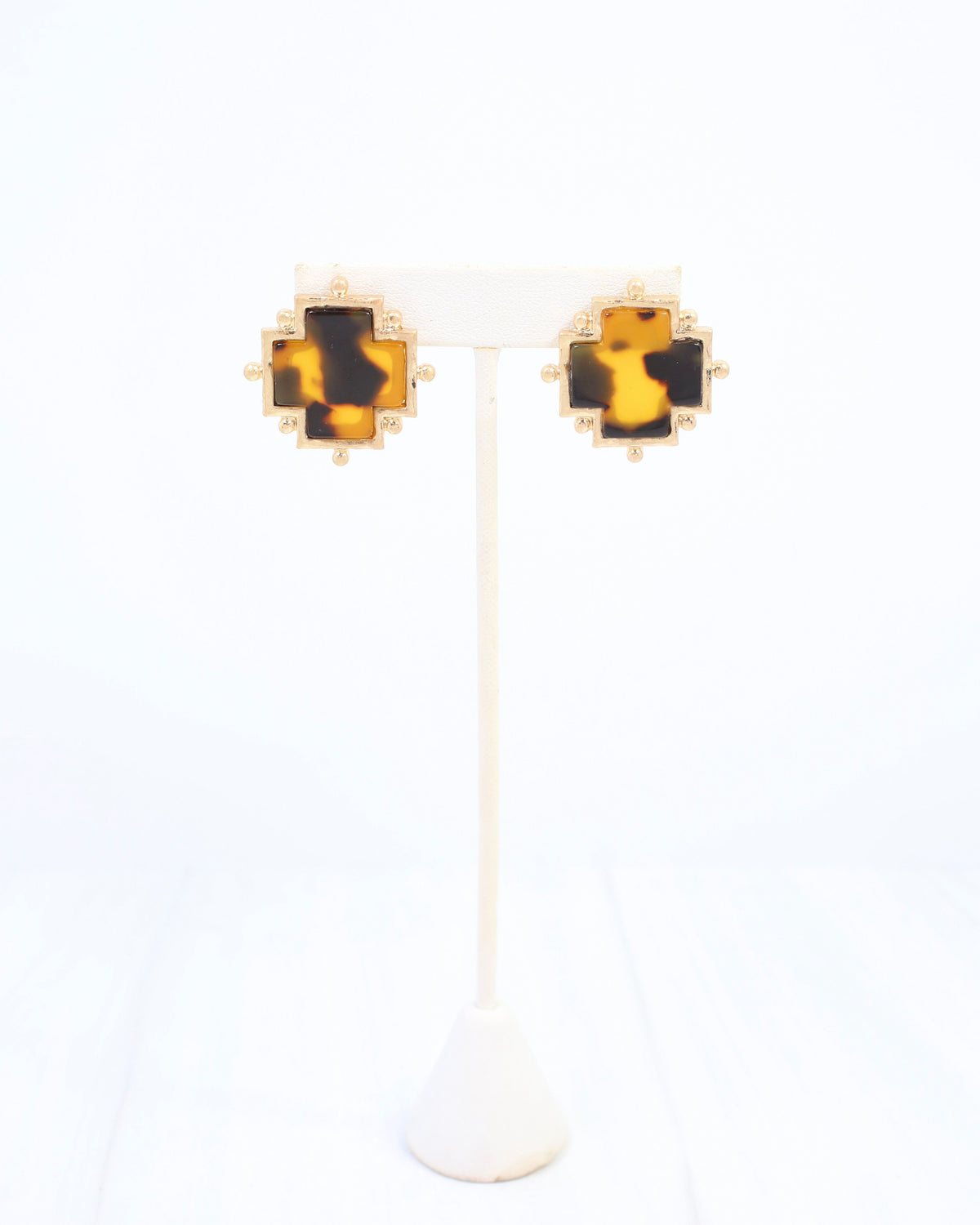 Courtier Cross Stud Earring Tortoise