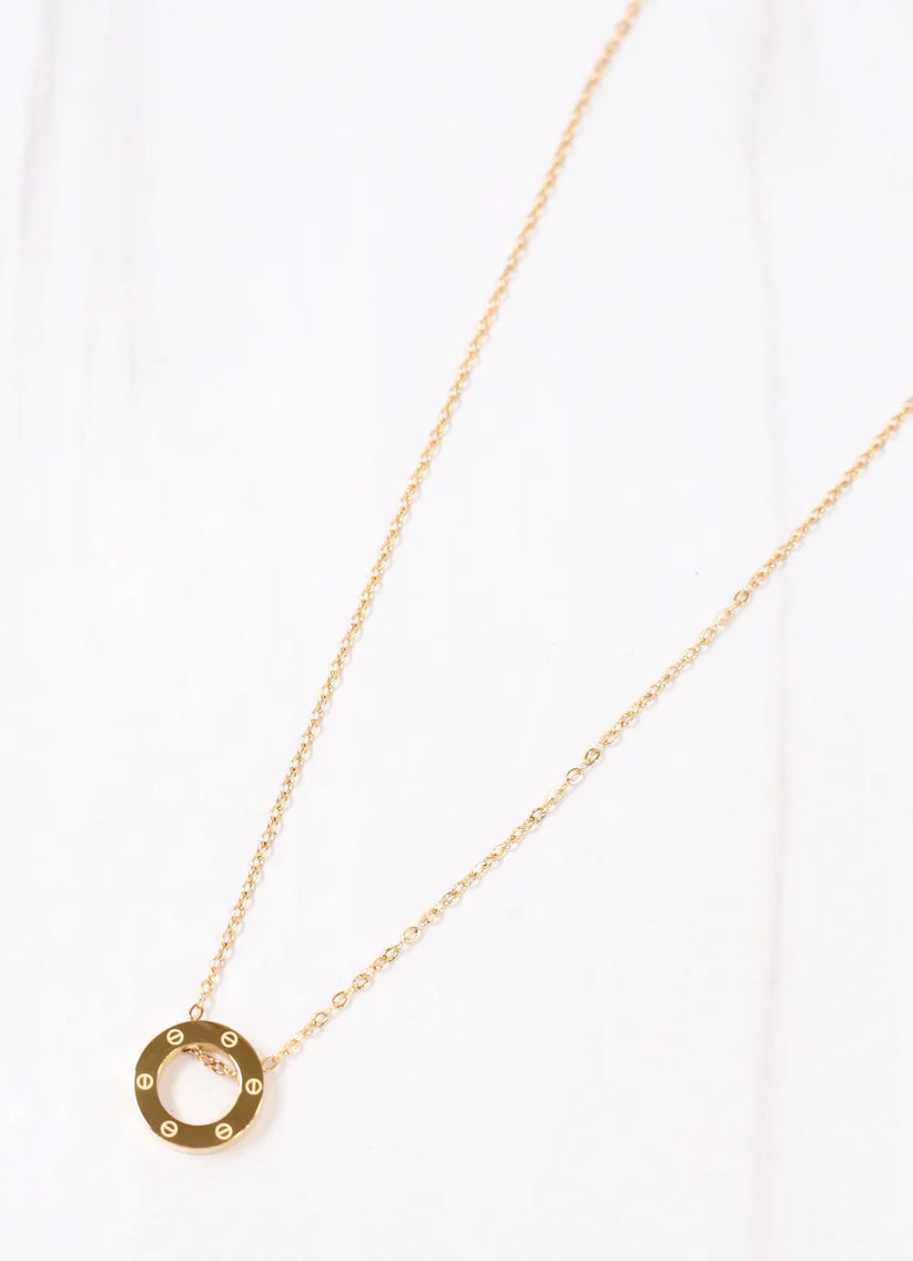 Hendler Circle Charm Necklace Gold