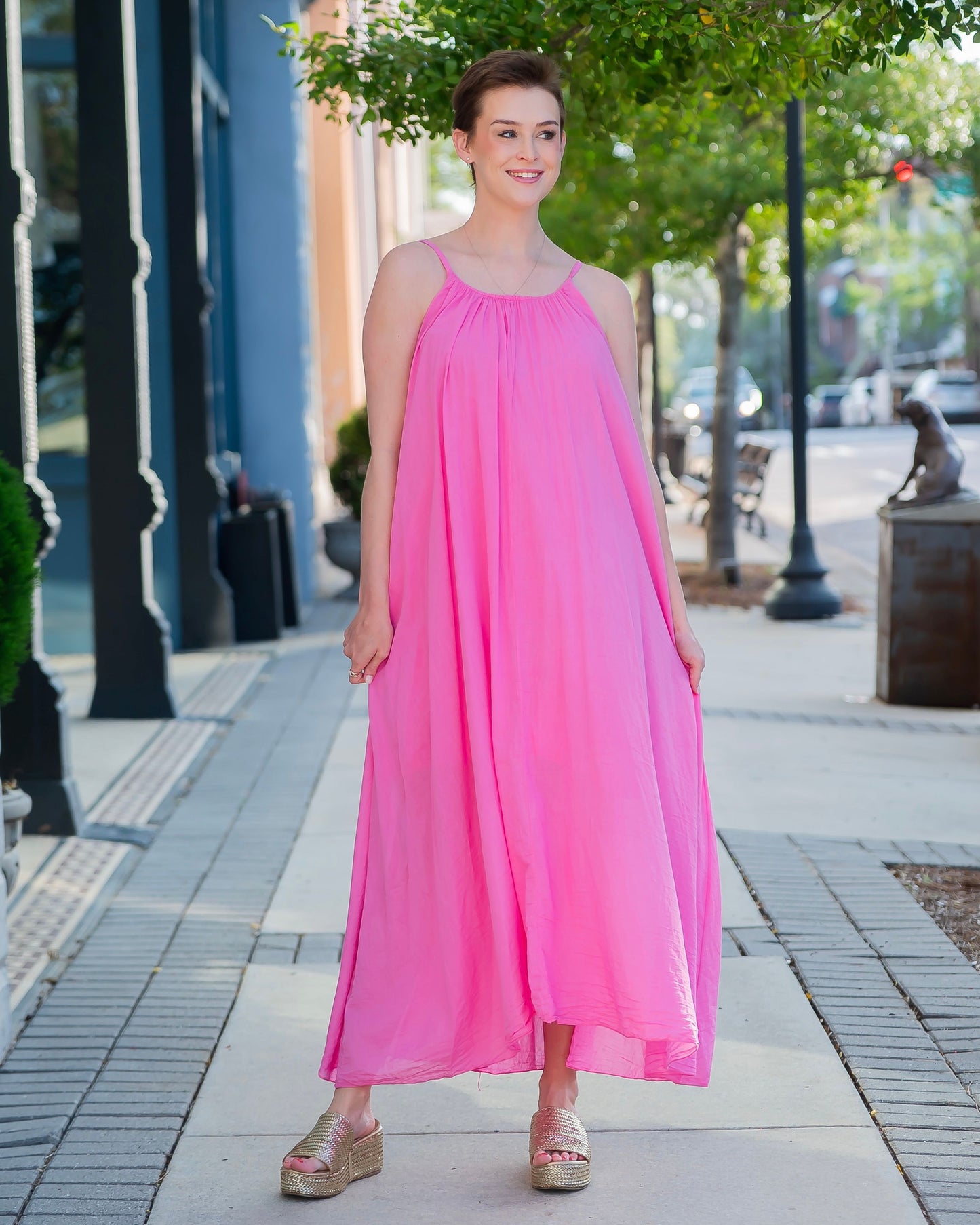 Cayman Textured Gauze Maxi Dress - Pink
