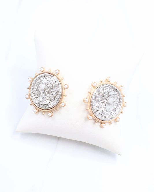 Anna Kate Coin Earring Worn Silver