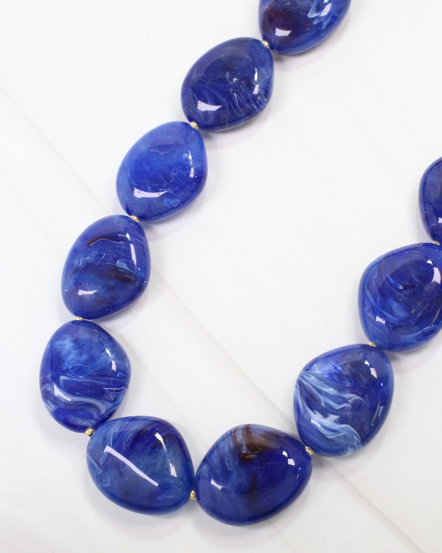 Bowlie Chunky Marble Necklace Blue