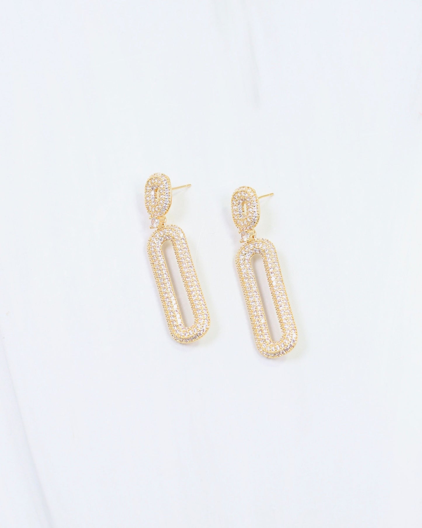 Williston CZ Pave Drop Earring WR Gold