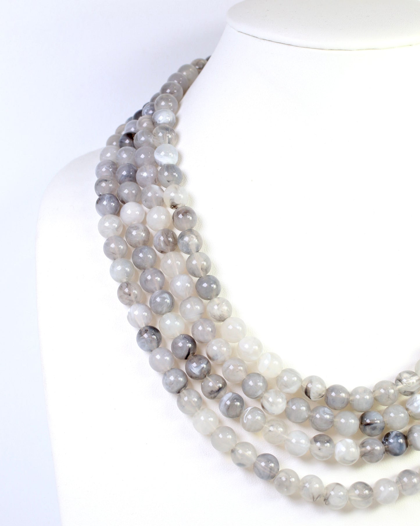 Micah Beaded Buckle Necklace Grey