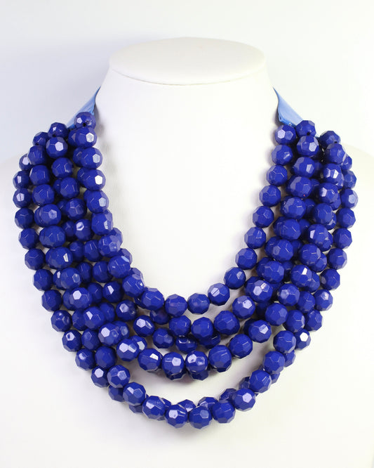 Cadence Layered Beaded Necklace Royal Blue