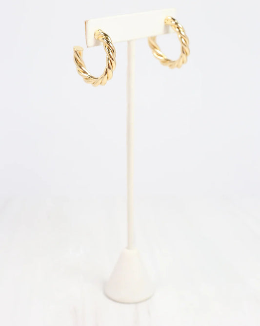 Audrey Twisted Hoop Earring Shiny Gold