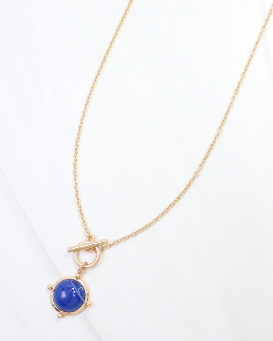Florissant Round Pendant Necklace Blue