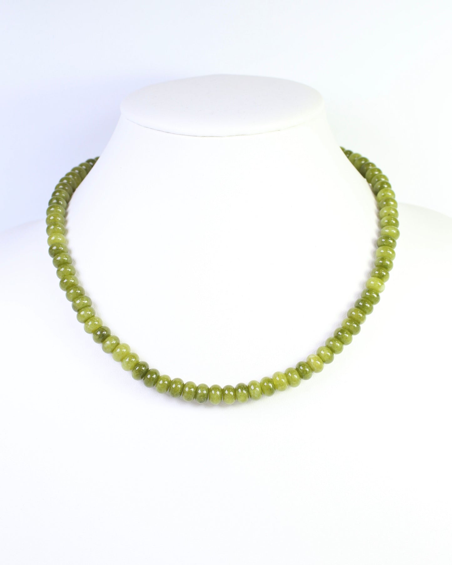 Gisela Stone Beaded Oval Clasp Necklace Olive