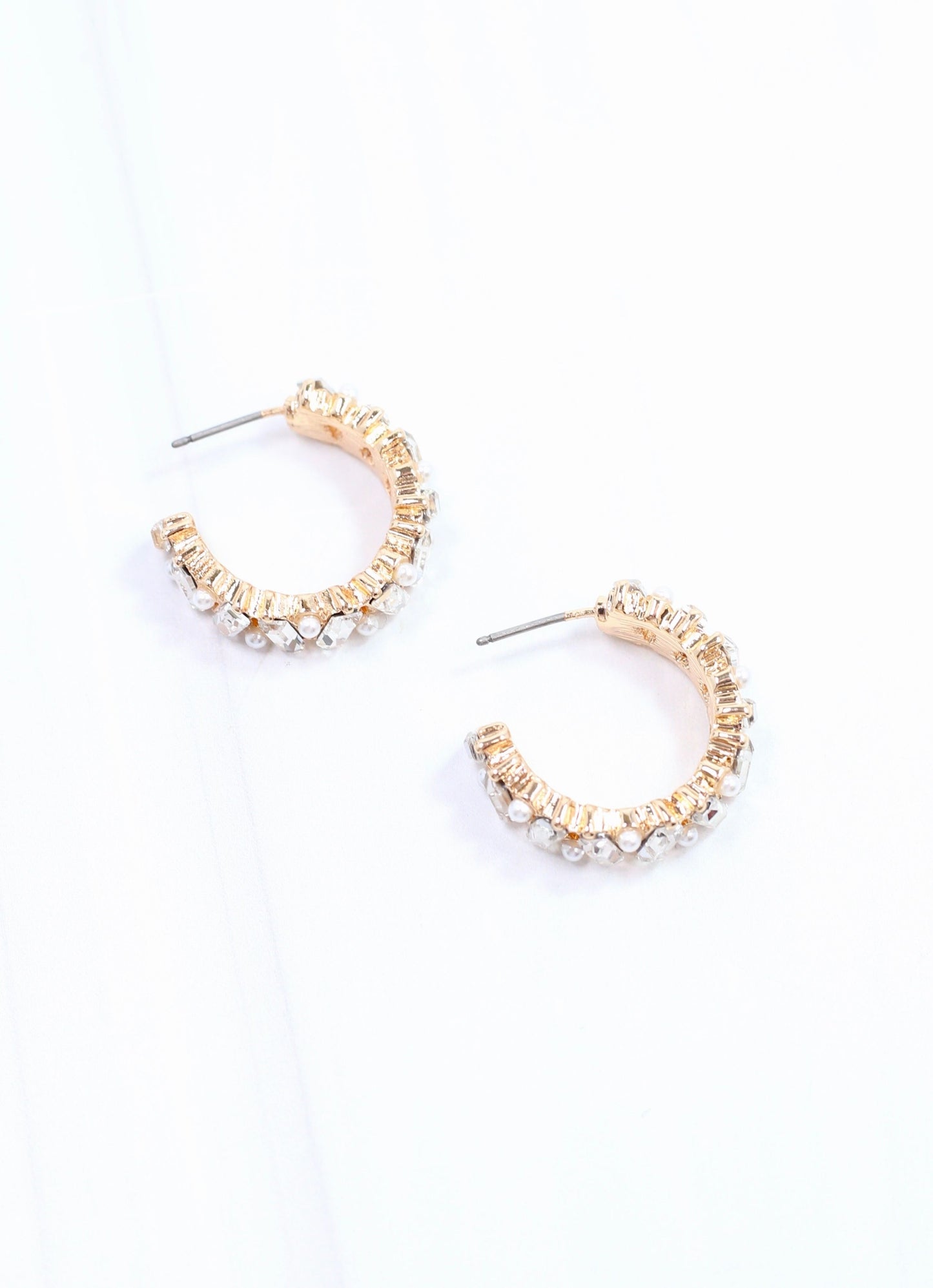 Harvey Pearl CZ Hoop Earring Gold