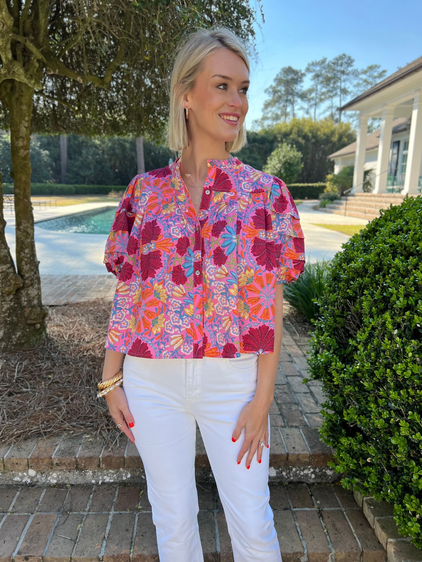 Adora Pink Floral Print Top