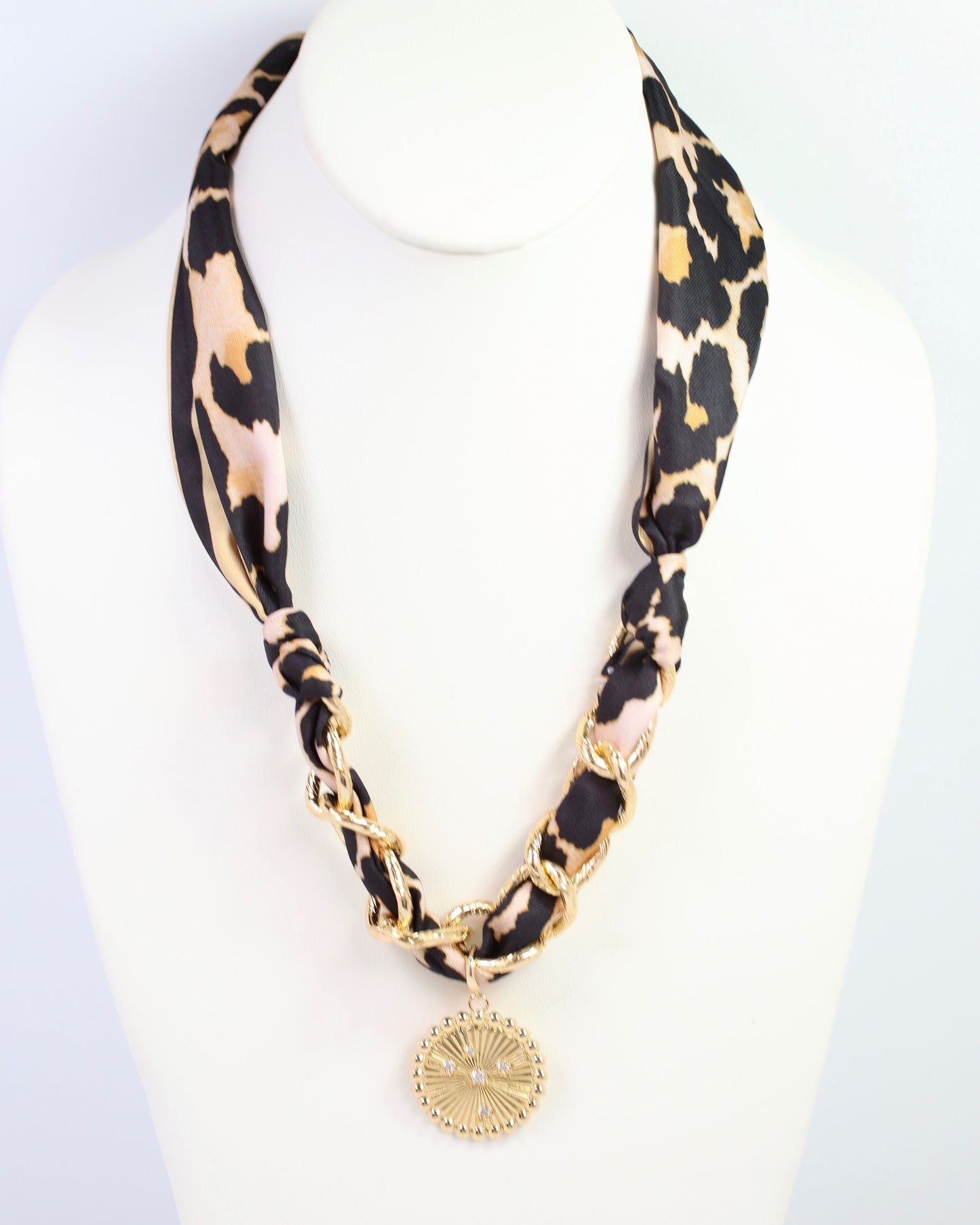 Sarah Scarf Charm Necklace Brown