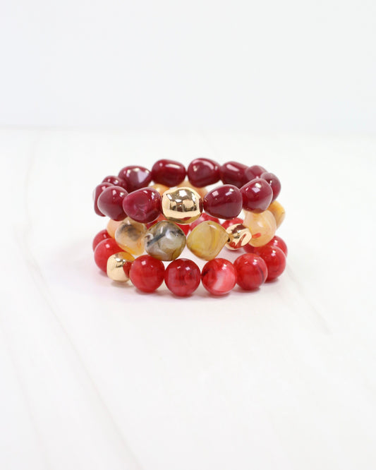 Doris Beaded Bracelet Set Wine