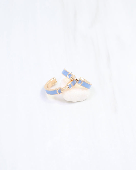 Kaylen Horsebit Hoop Earring Blue