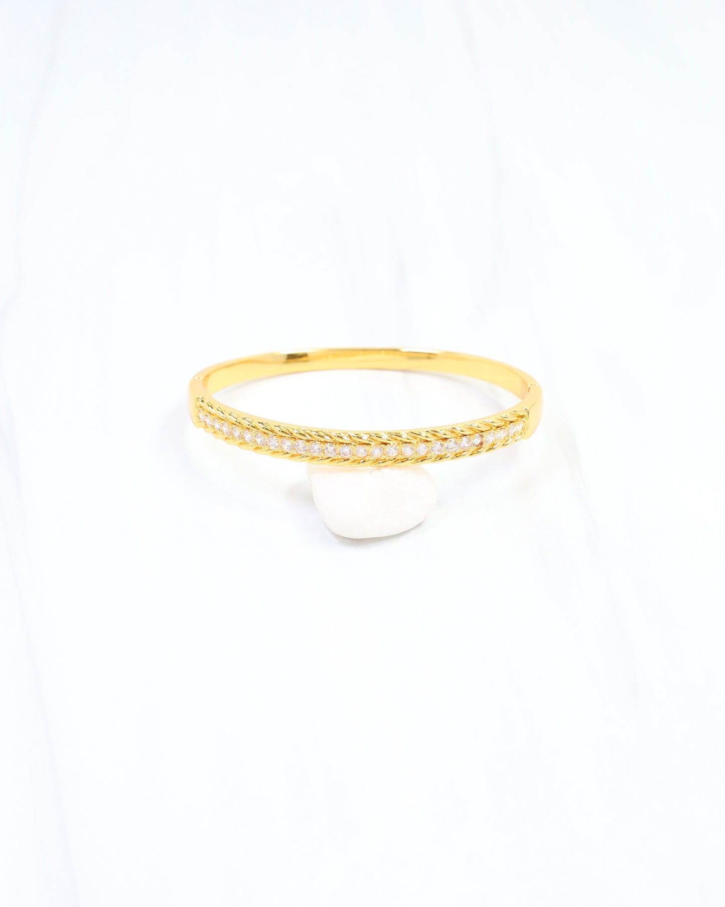 Nicole CZ Rope Bangle Bracelet WR Gold