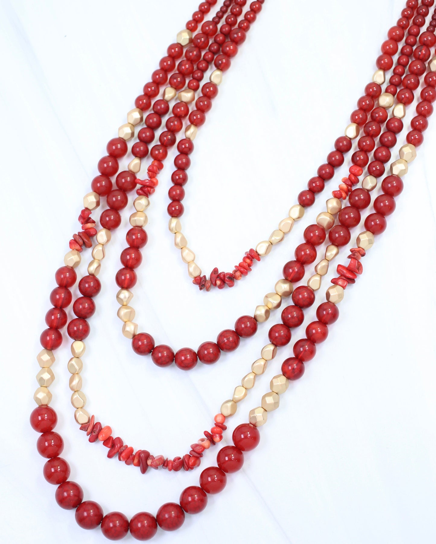 Abbey Lane Beaded Necklace Dark Red