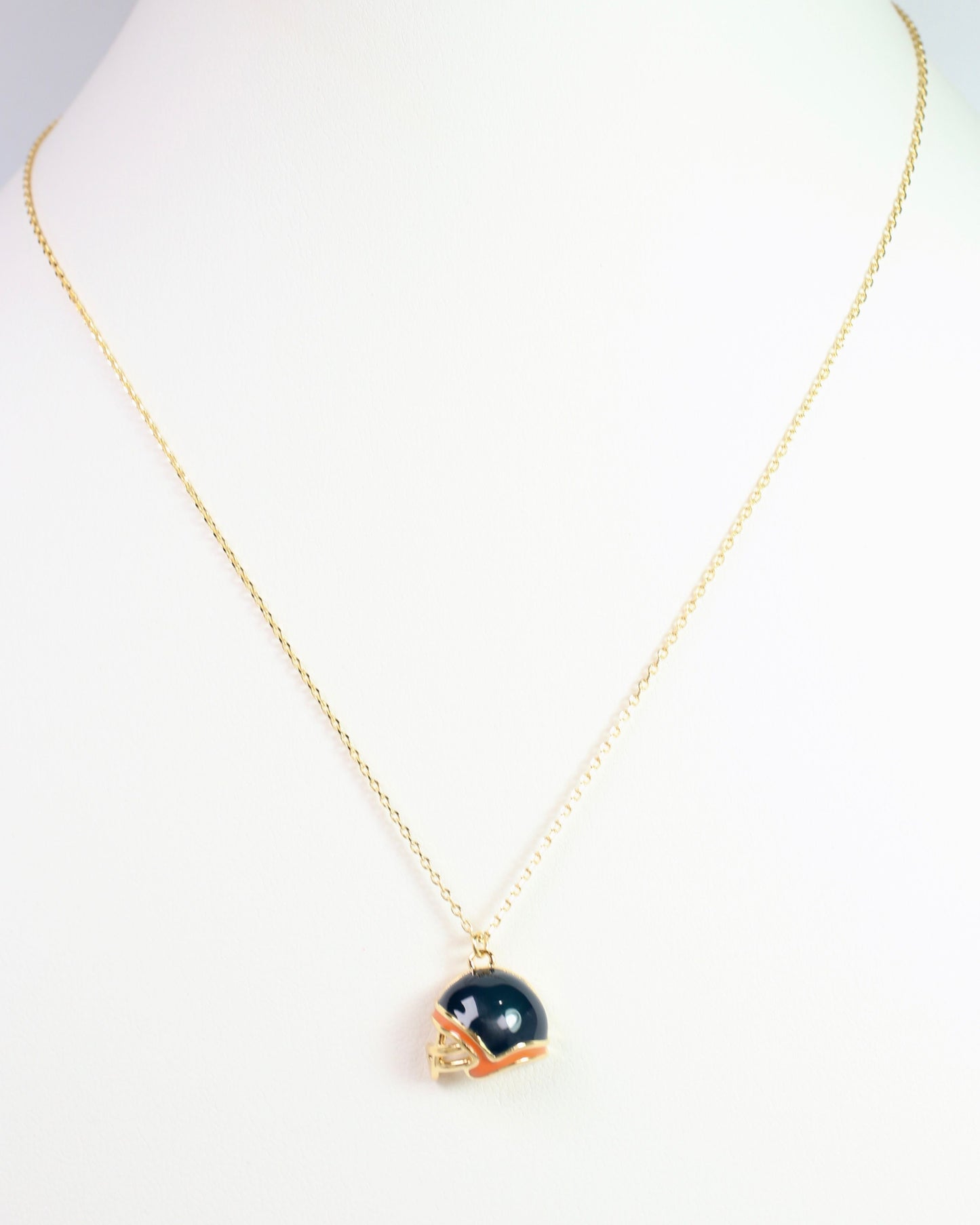 Enamel Helmet Necklace Navy Orange