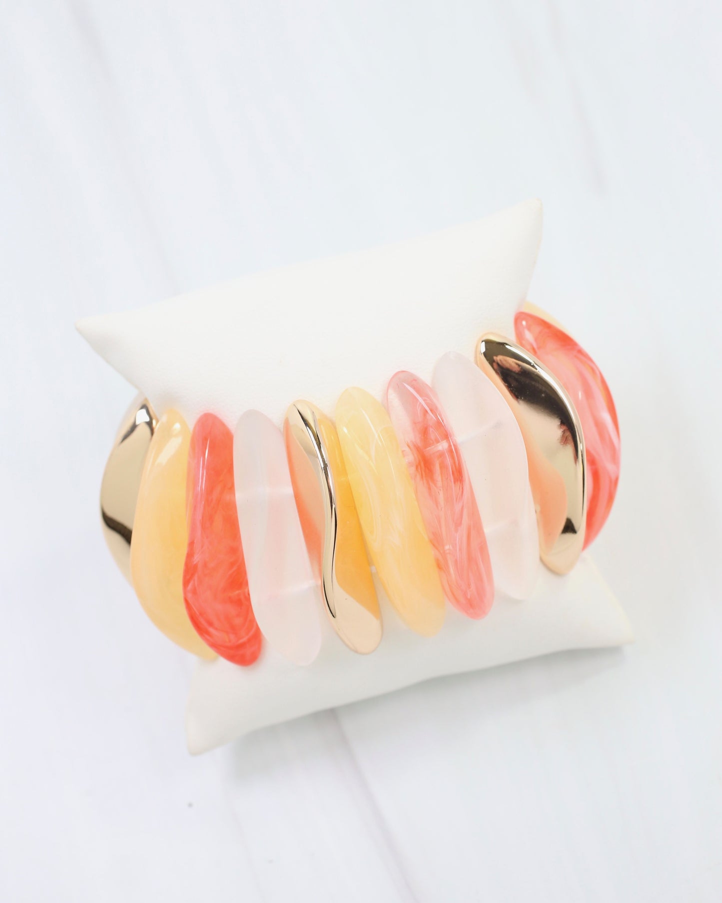 Canton Domed Shaped Stretch Bracelet Coral