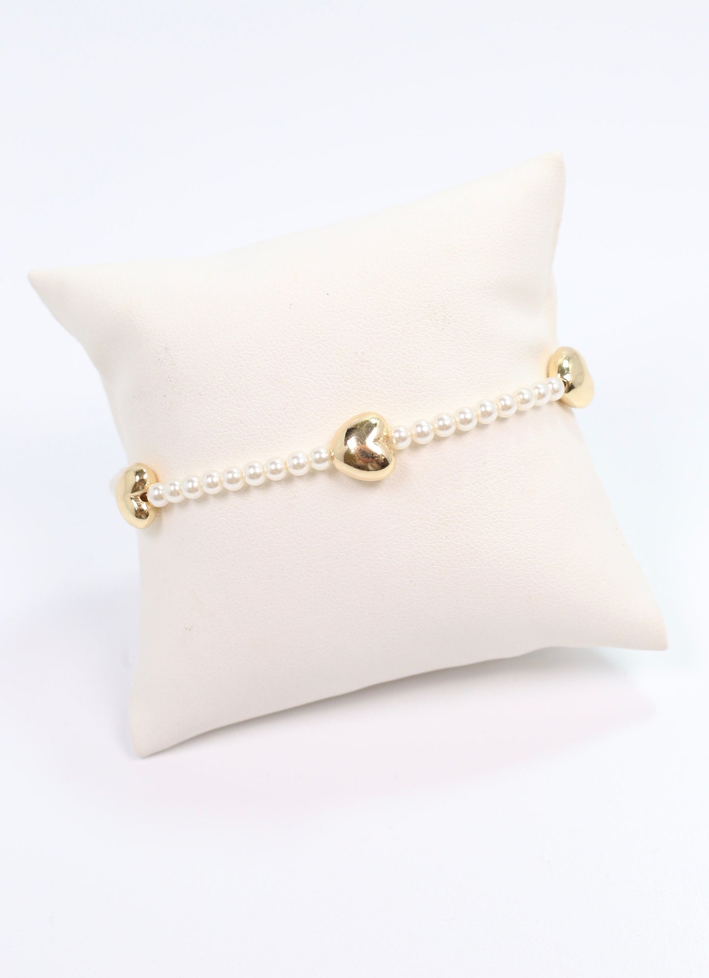 Arwin Puff Heart Pearl Bracelet CREAM