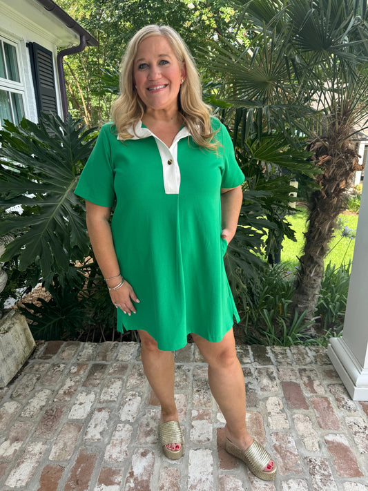 You Got Me Green T-shirt Dress - Caroline Hill