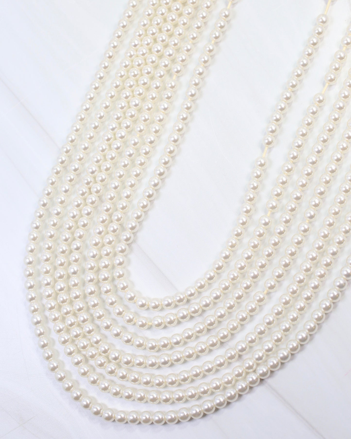 Marquette Layered Pearl Long Necklace Cream