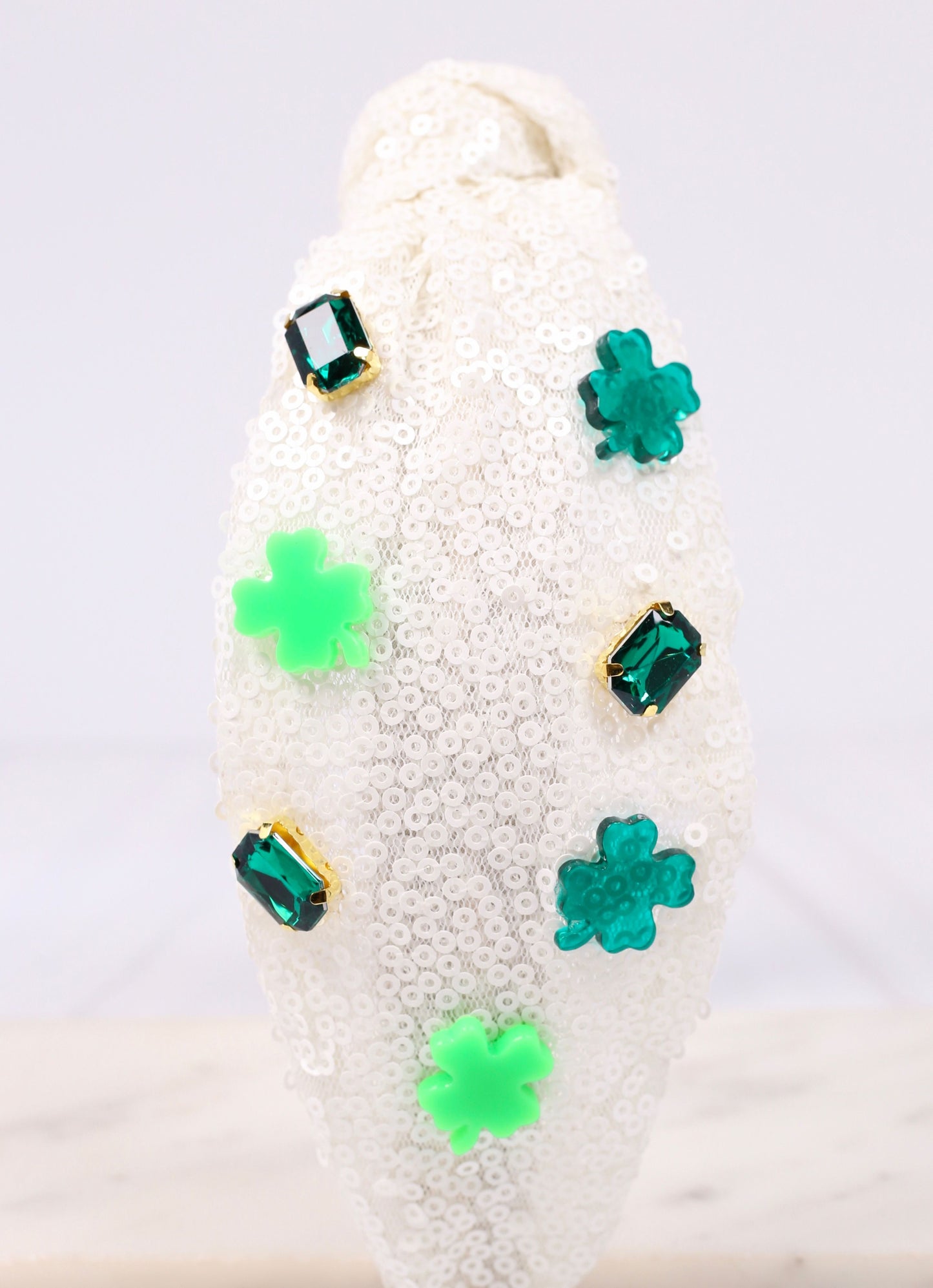 Sequin Shamrock Headband White