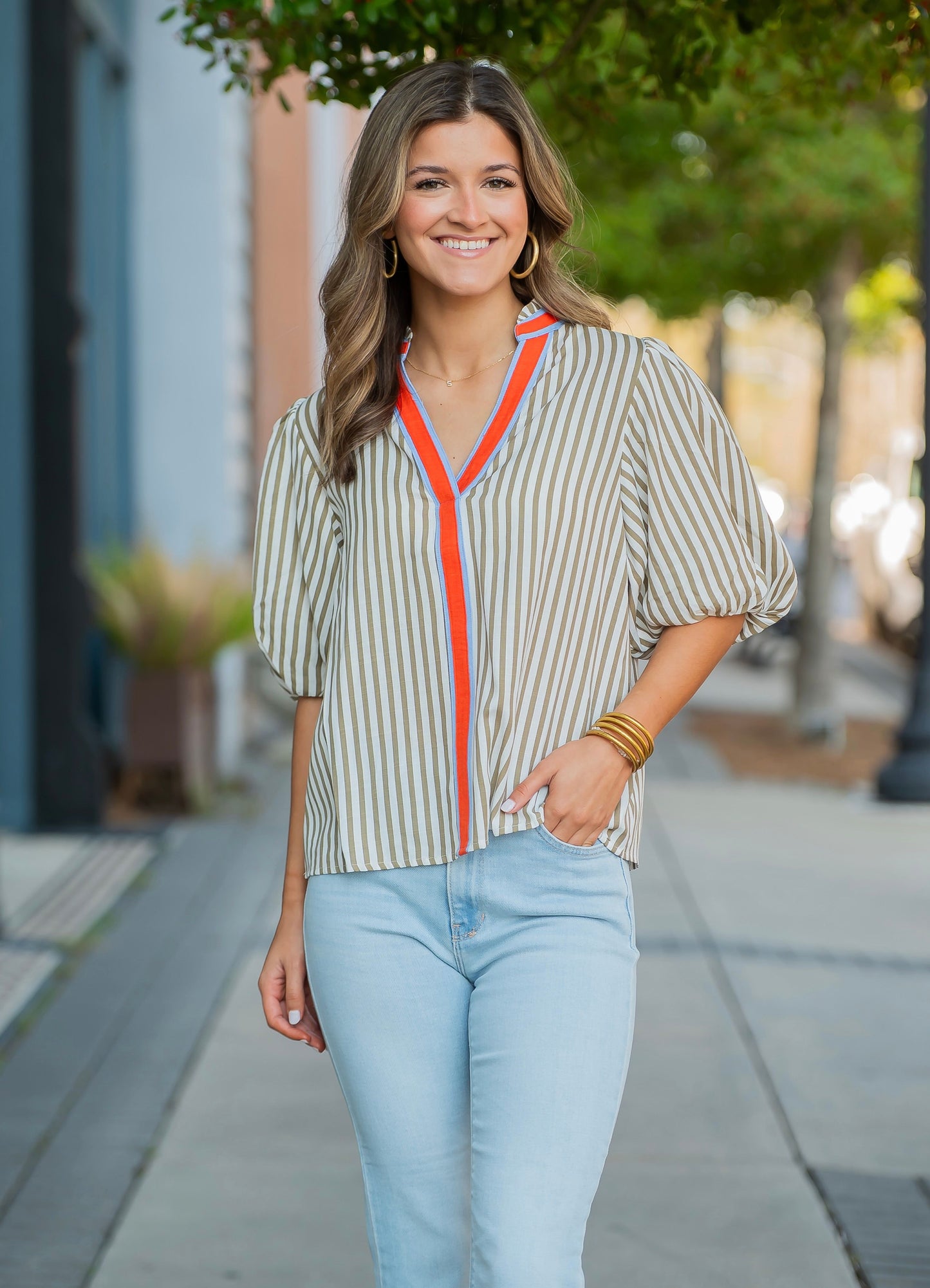 Pauline Puff Sleeve Striped Top