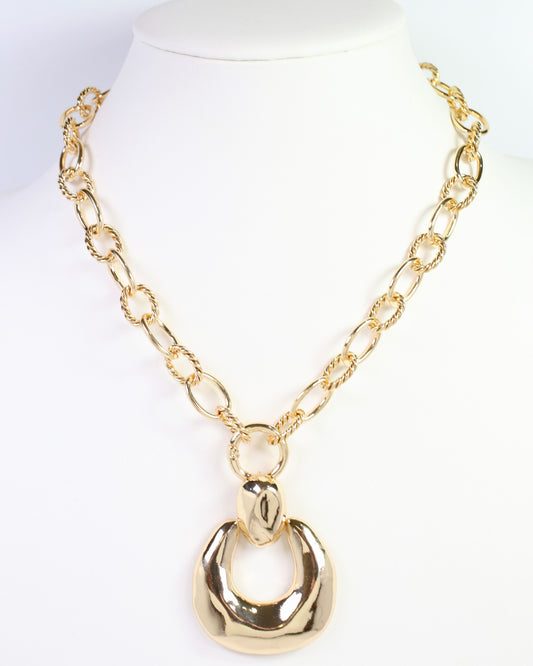Galena Horseshoe Charm Necklace Gold