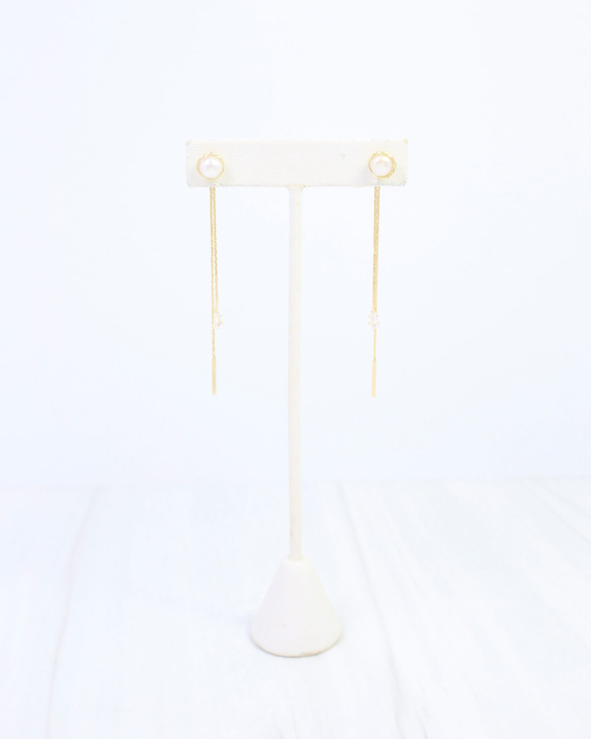 Monroe Pearl CZ Chain Dangle Earring WR Gold