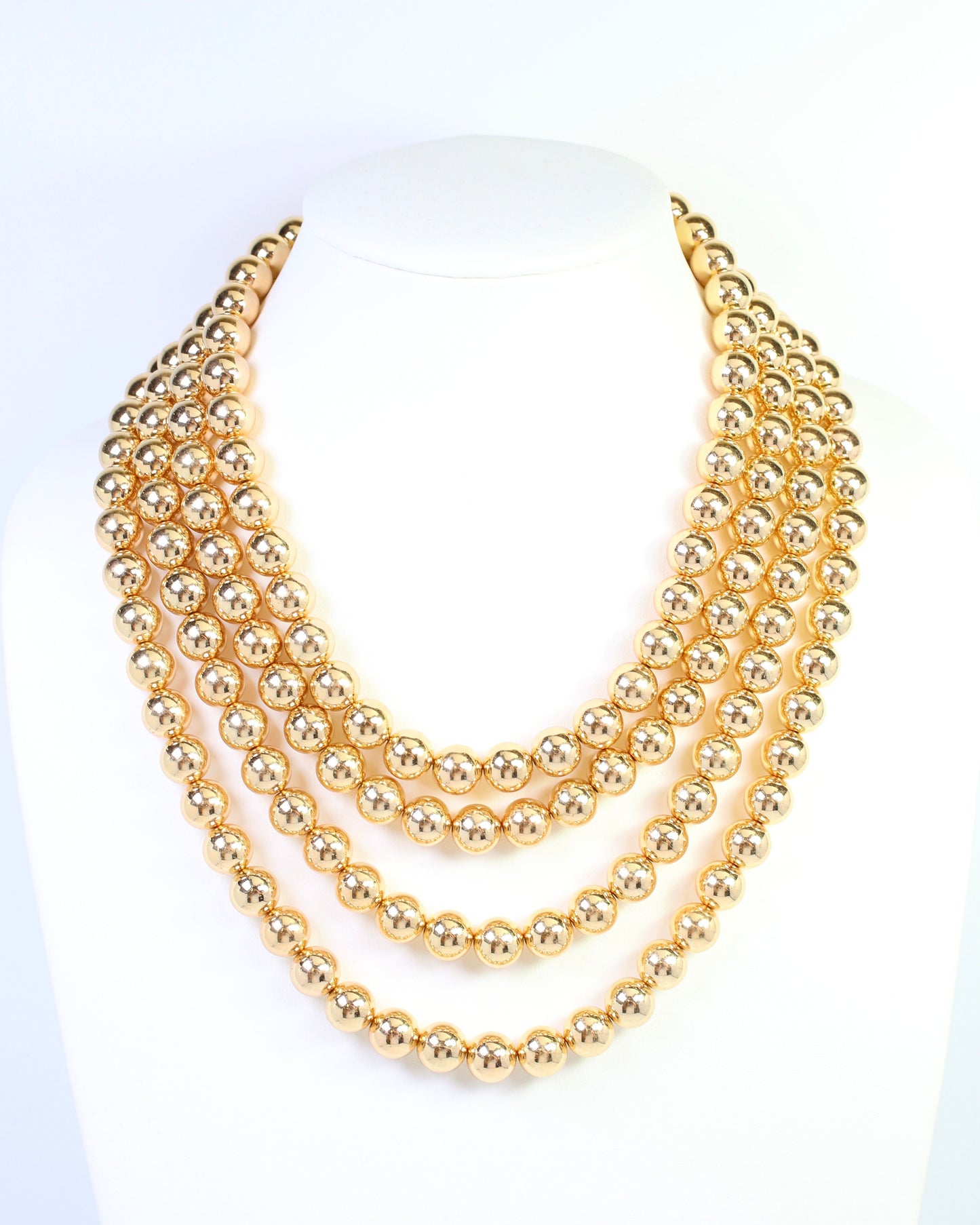Mariam Beaded Layered Buckle Necklace Gold