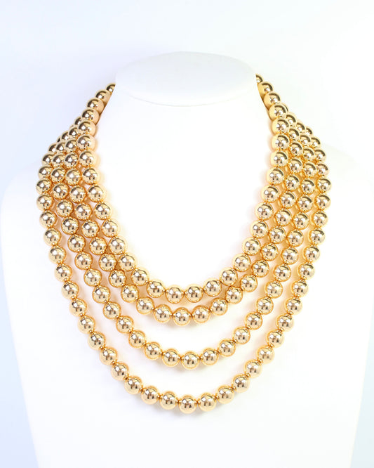 Mariam Beaded Layered Buckle Necklace Gold