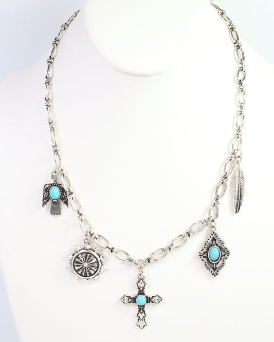 Durango Western Charm Necklace Silver