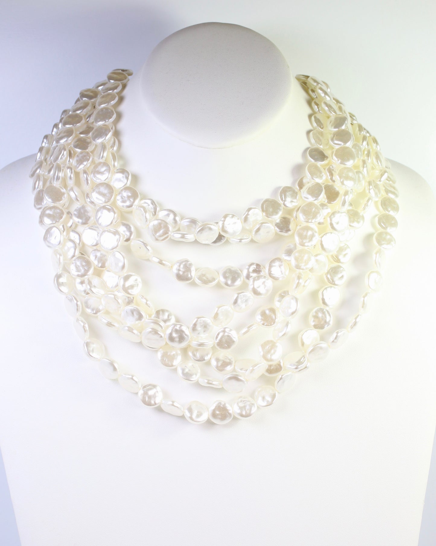 Hancock Multi Layered Pearl Necklace Cream