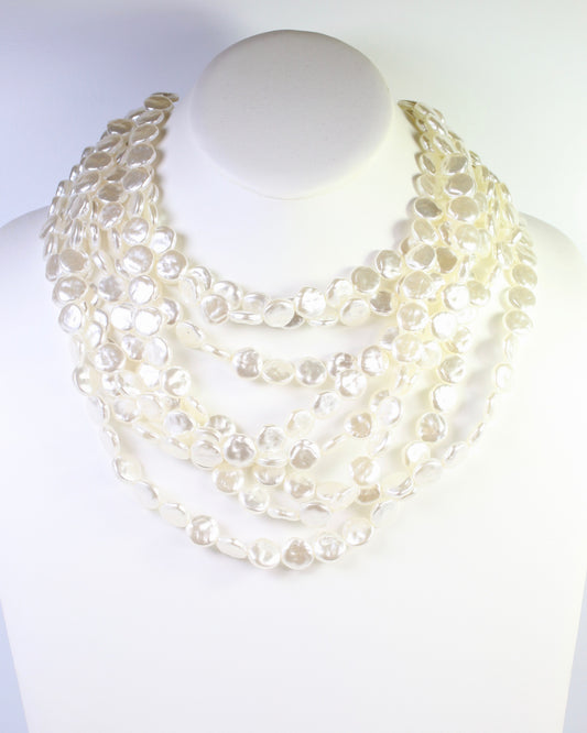 Hancock Multi Layered Pearl Necklace Cream