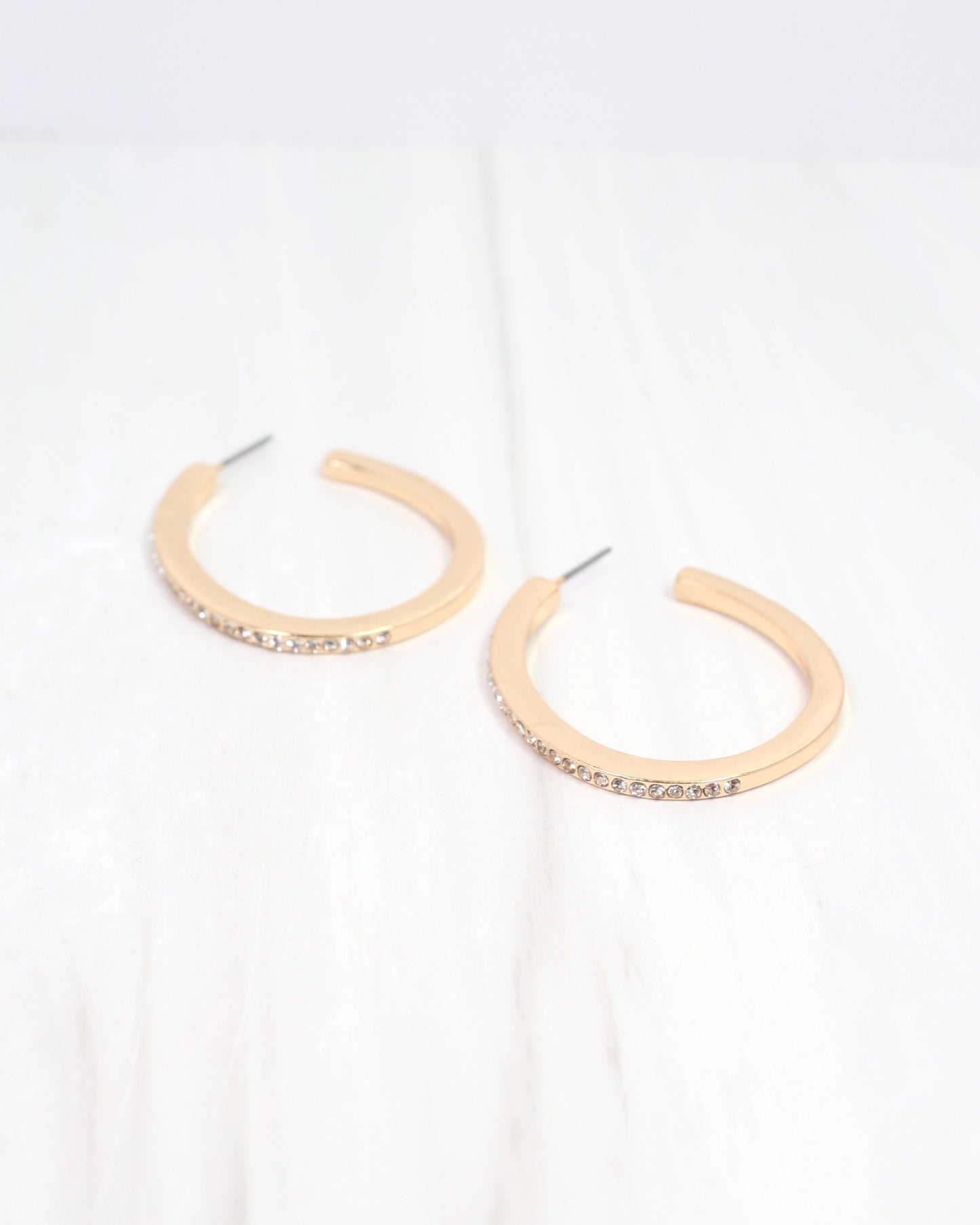 Maggie CZ Lined Hoop Earring Gold