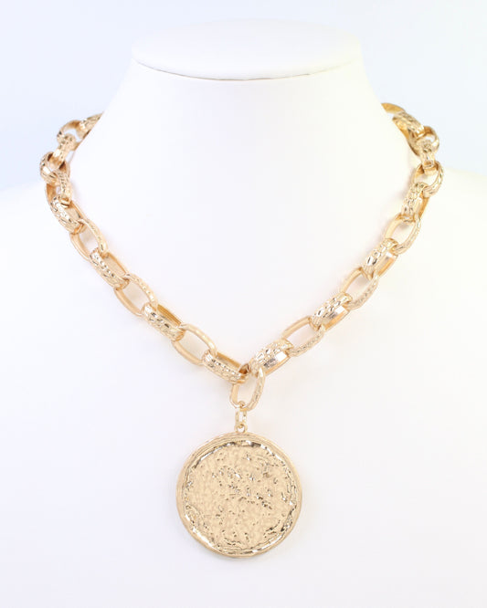 Newcastle Textured Medallion Pendant Necklace WRVG