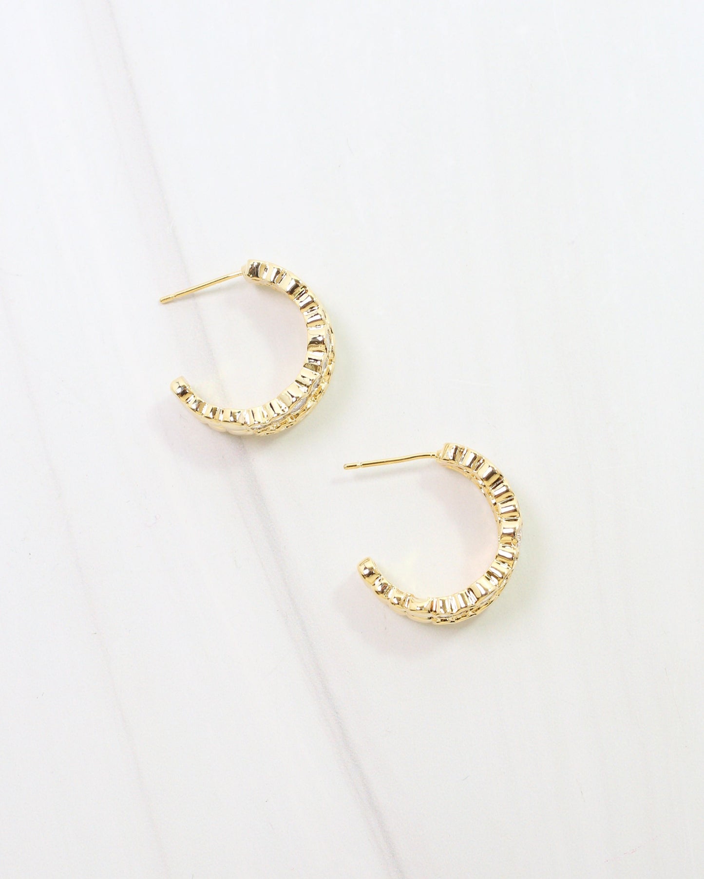 Andrea Two Row CZ Hoop Gold