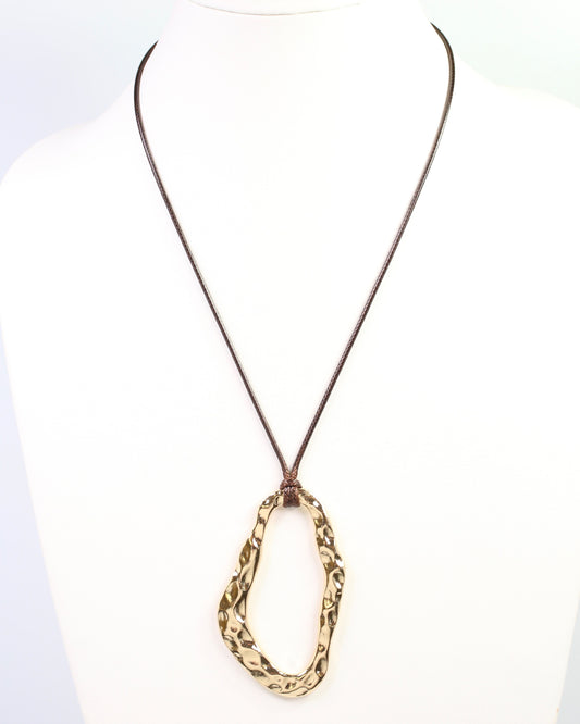 Frankfort Corded Necklace with Oval Pendant Gold