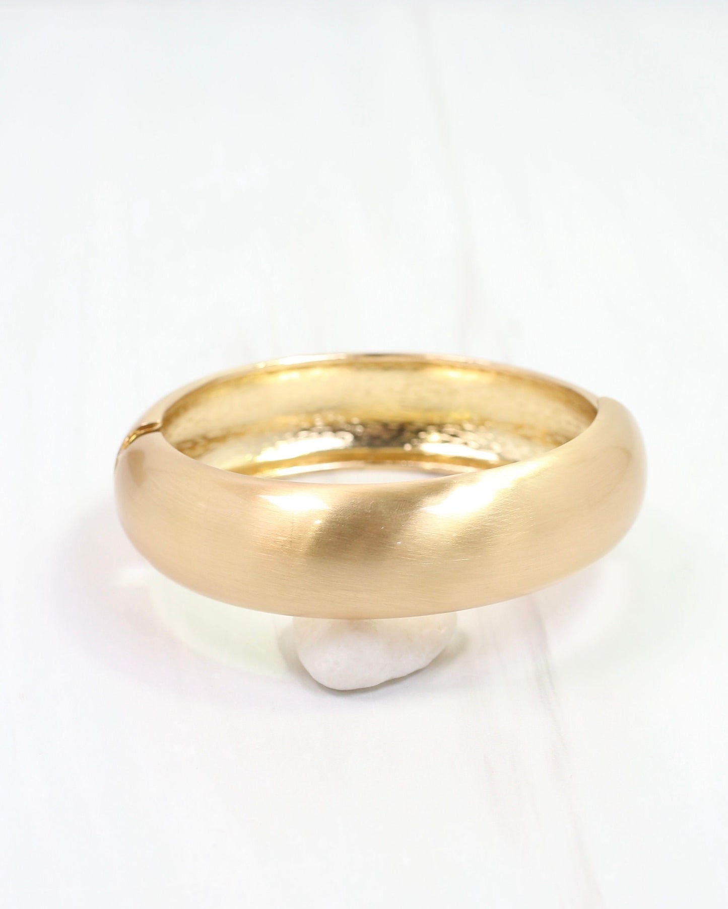 Hattie Hinged Bangle Bracelet Worn Gold
