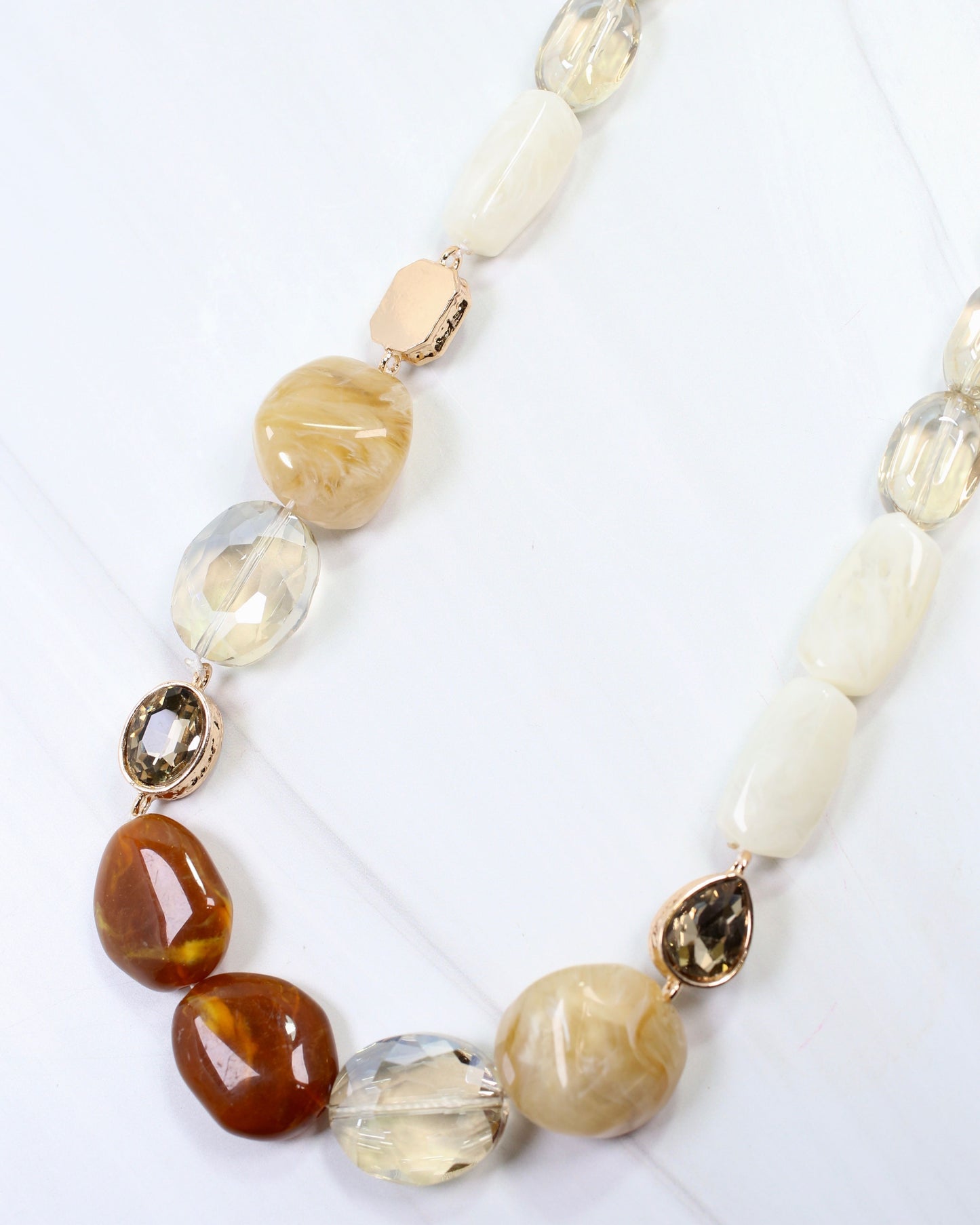 Labanon Mixed Bead and Stone Necklace Natural Multi