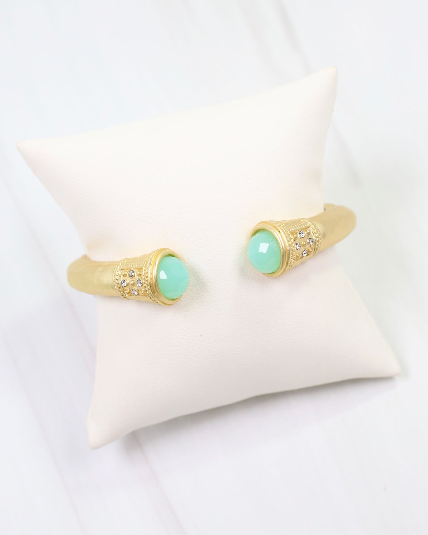 Colette Hammered Hinged Cuff Bracelet Mint