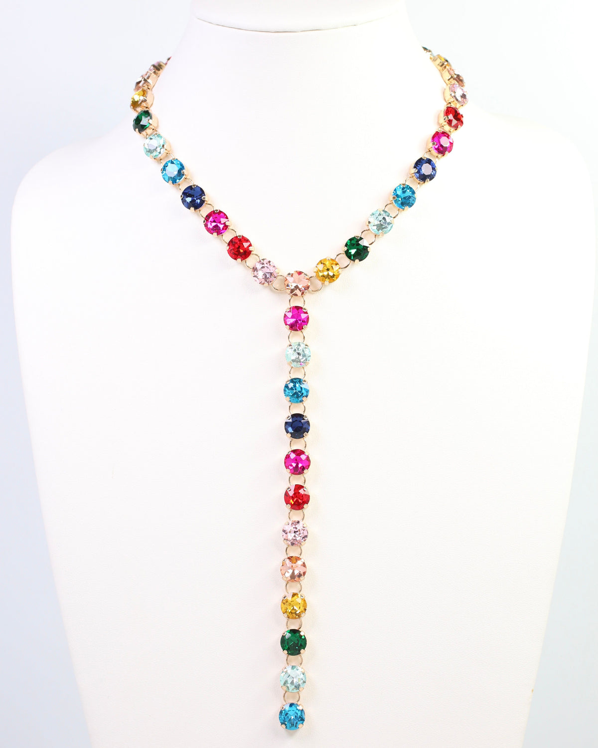 Andrea Rhinestone Y Necklace Dark Multi