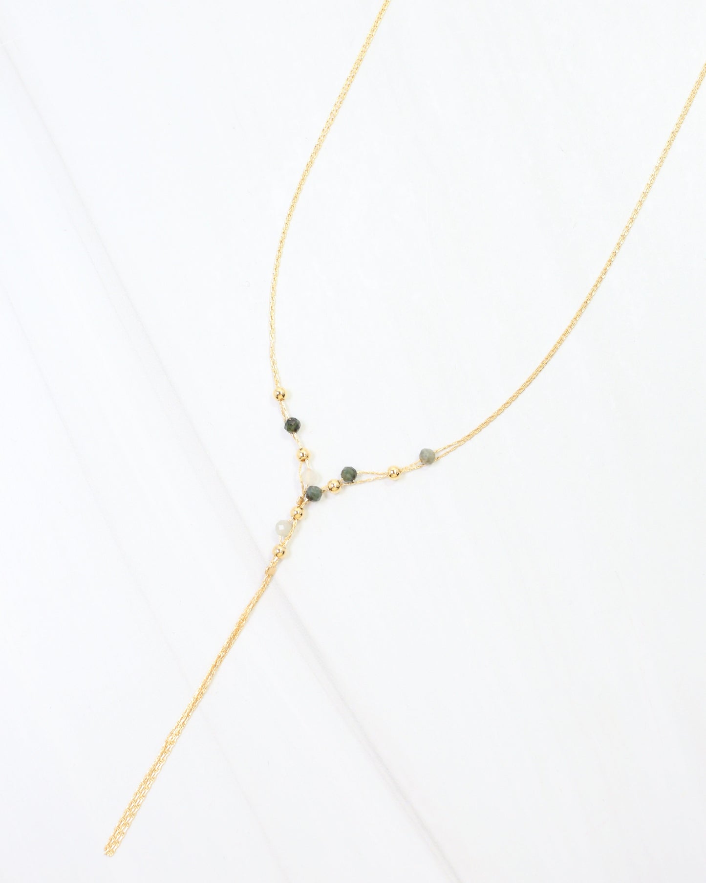 Merida Beaded Tassel Necklace Olive