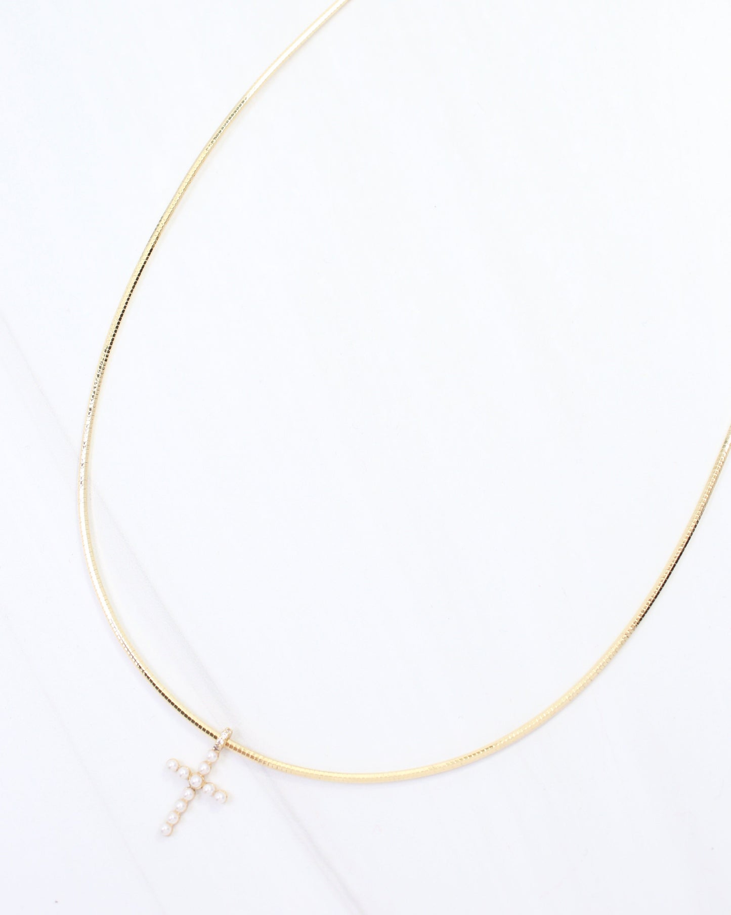 Marianne Pearl Cross Necklace WR Gold