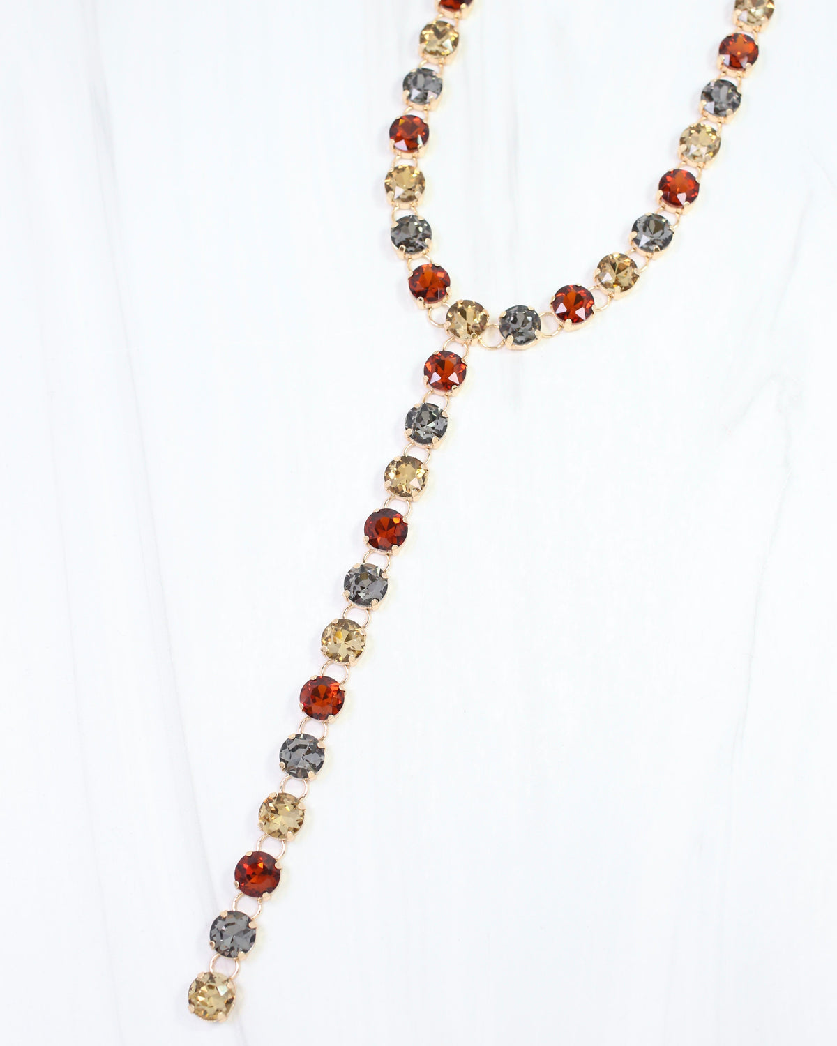 Andrea Rhinestone Y Necklace TPZ DK MUL