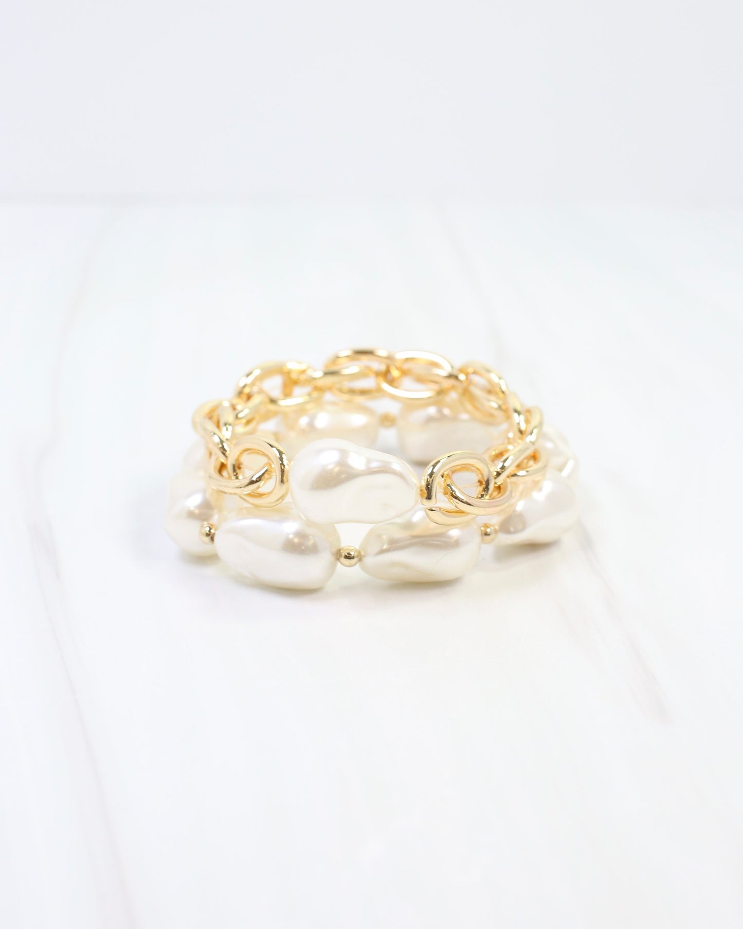 Rosey Pearl Bracelet Set Gold