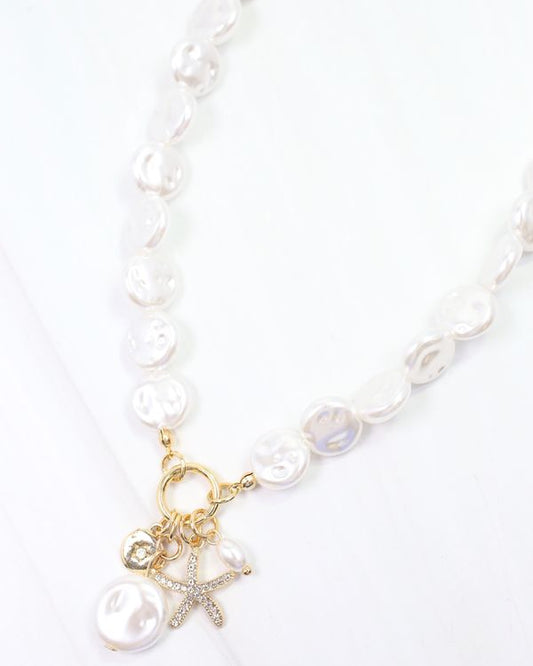 Wales Pearl Starfish Charm Necklace Cream