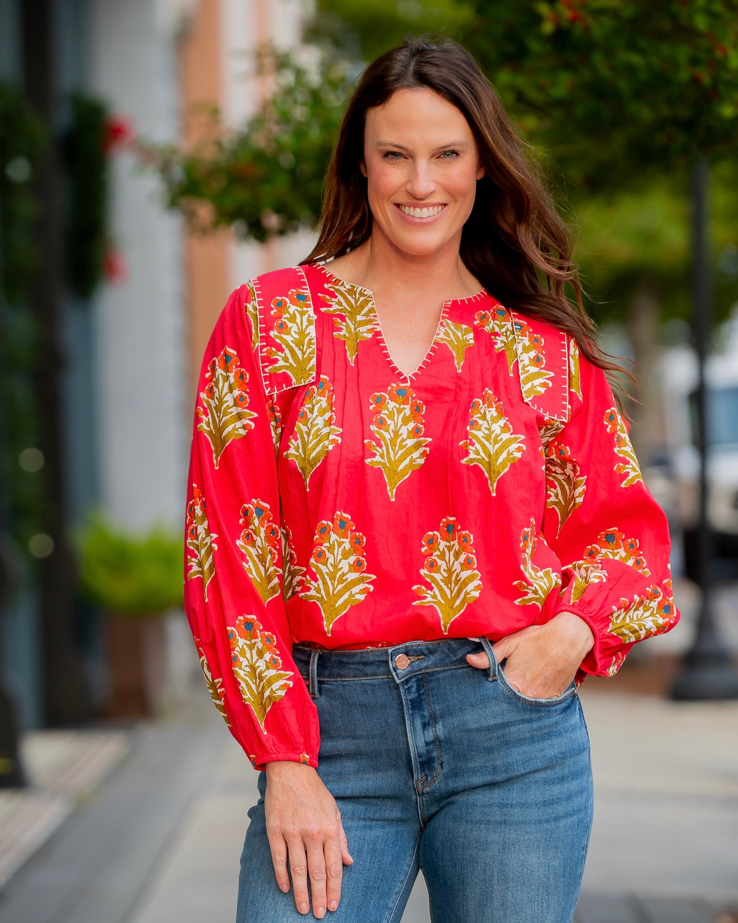 Smithfield Floral Top - Red