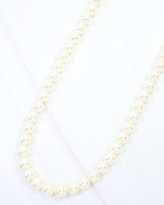 Karina Large Pearl Beaded Necklace Cream