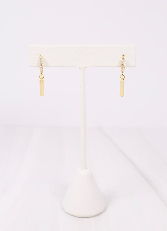 Annita CZ Huggie Earring with Bar GOLD - Caroline Hill