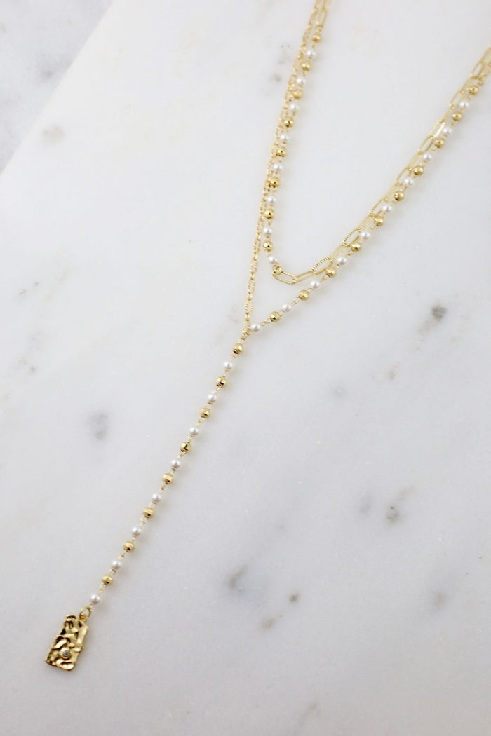 Blaire Layered Y Necklace GOLD - Caroline Hill