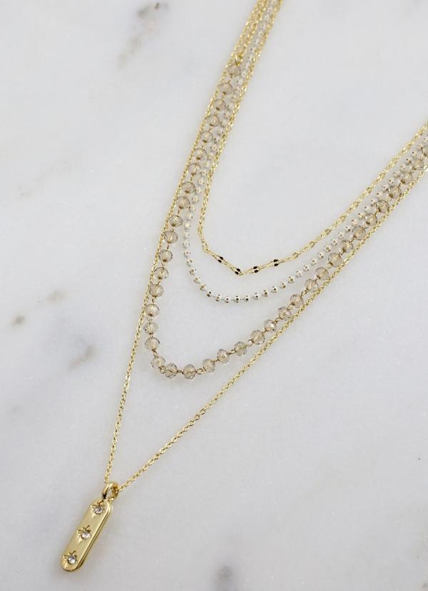 Bossier City Layered Necklace With Cz Accent Gold - Caroline Hill